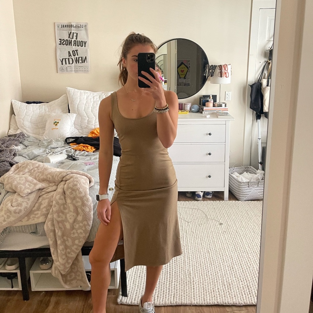 Nordstrom's Open Edit Nude/Tan Bodycon Midi Dress, XS